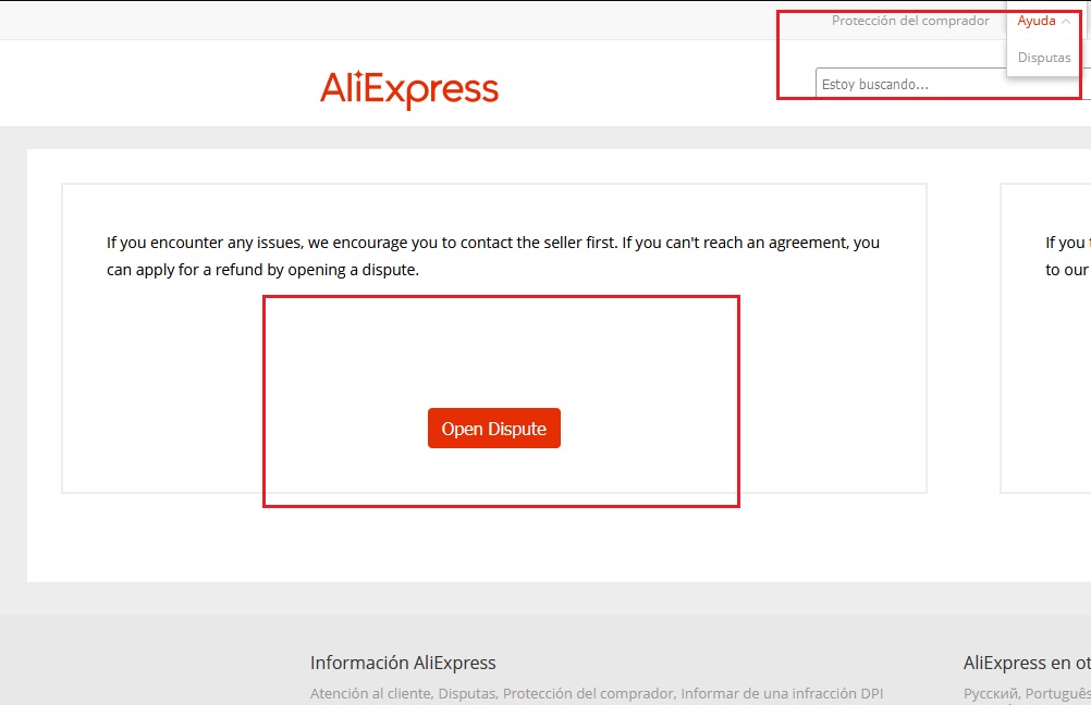 Cómo abrir una disputa en AliExpress