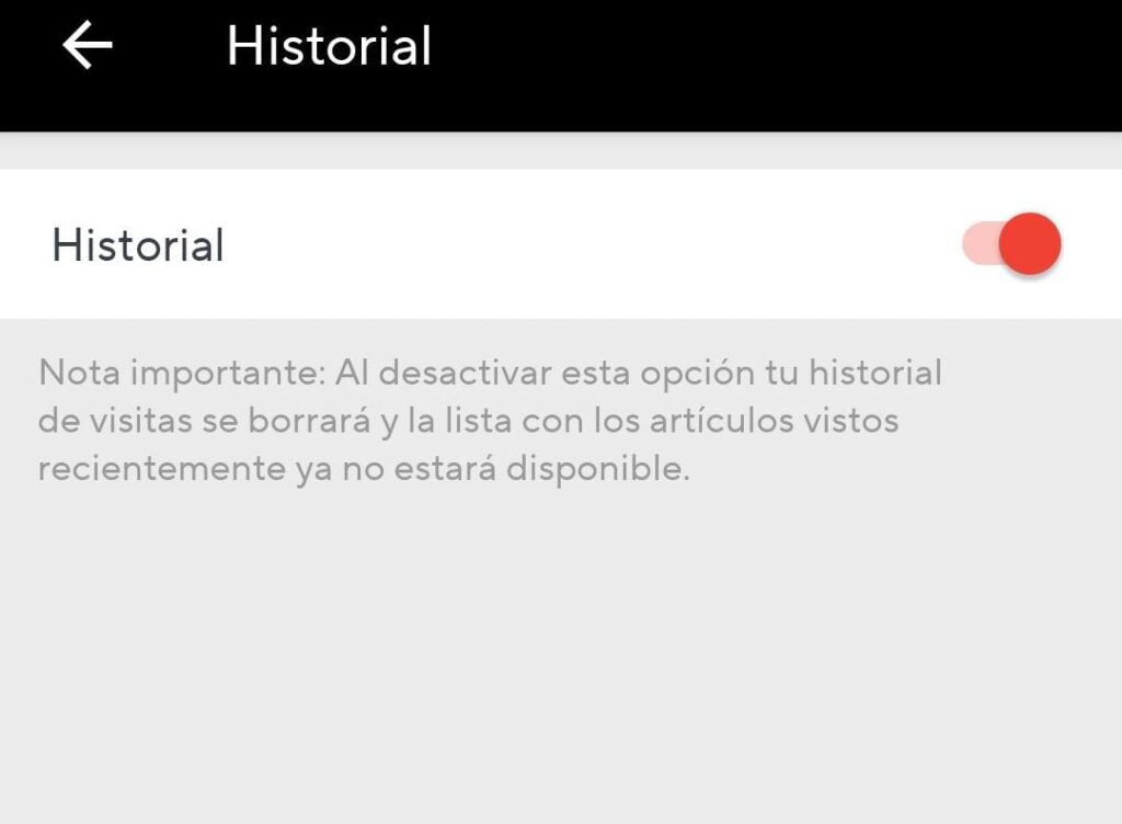 borrar historial aliexpress