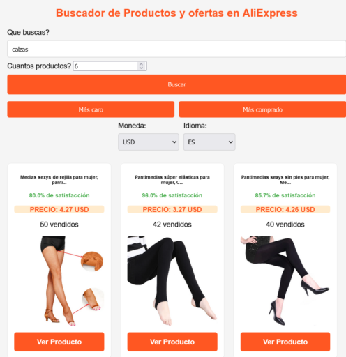 Buscador de productos AliExpress