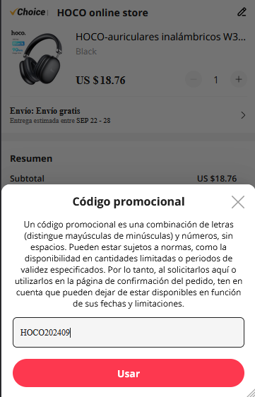 Ingresar codigo de descuento AliExpress