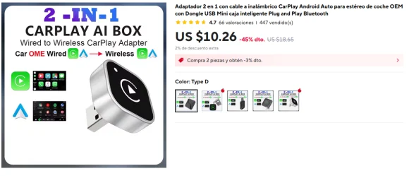 El precio real de Aliexpress en un Carplay